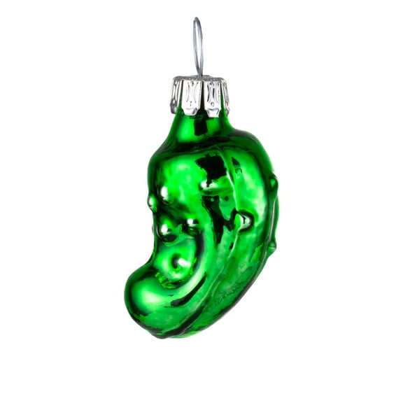 Glass Christmas Tree Green Glossy Mini Pickle Ornament