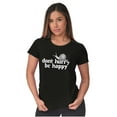 thumbnail image 5 of Funny Don't Hurry Be Happy Snail Joke Womens Slim Fit Graphic Tee Brisco Brands S, 5 of 6