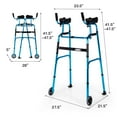 thumbnail image 3 of Gymax Folding Walker Adjustable Walking Frame Aluminum Walking Aid w/ Wheels Blue, 3 of 10