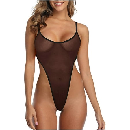 

CebDs Women s Cupless Lingerie Erotic Lingerie Tight High Waist Transparent Mesh Lace Lingerie Underwear Bodysuit