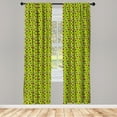 thumbnail image 2 of Ambesonne Love 4-Panel Curtains, Hand Drawn Hearts Sketch, 56"x95", Avocado Green and Red, 2 of 4