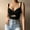 Black, variant on Women's Sexy Corset Crop Tops Solid Color Sleeveless Deep V Neck Wrap Vest Twist Front Criss Cross Ruched Back Straps Tank Tops Slim Fit Cut out Bustier Shirts