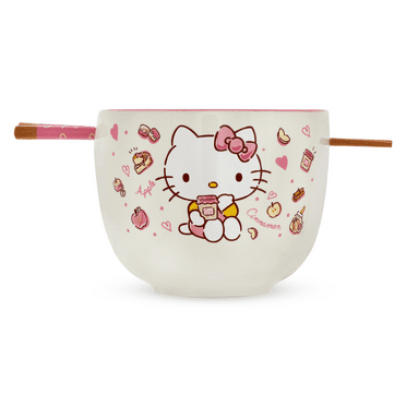Hello Kitty And Cinnamon Novelty Ramen Bowl with Chopsticks, 20 oz, Ceramic, for Children and Adults