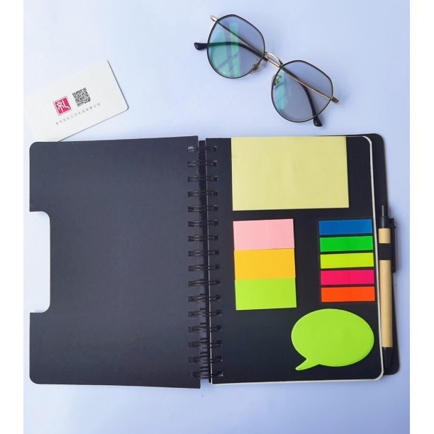 Cuaderno de espiral de 2 piezas, cuaderno de negocios Steno, cuadernos de rayas anchas