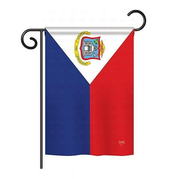 Breeze Decor BD-CY-GS-108348-IP-BO-D-US15-BD 13 x 18.5 in. Saint Marteen Flags of the World Nationality Impressions Decorative Vertical Double Sided Garden Flag Set with Banner Pole