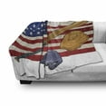 thumbnail image 2 of Sports Soft Flannel Fleece Throw Blanket, USA American Flag and Baseball Equipment Championship Tournament Inspired Artwork, Cozy Plush for Indoor and Outdoor Use, 70" x 90", Multicolor, by Ambesonne, 2 of 5