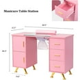 thumbnail image 2 of Ktaxon Manicure Table Nail Desk for Nail Tech w/Glass Top & Wrist Rest, Pink, 2 of 8