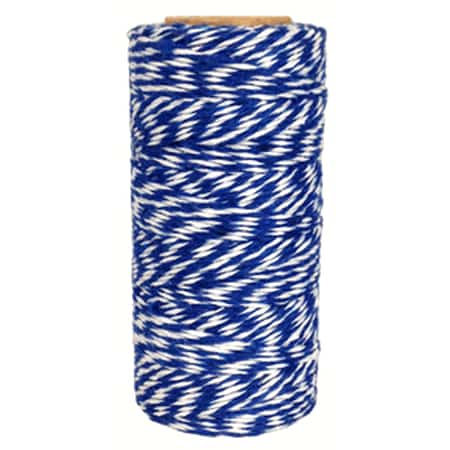 Just Artifacts ECO Bakers Twine 240yd 4Ply Striped Royal Blue - Decorative Bakers Twine for DIY Crafts and Gift