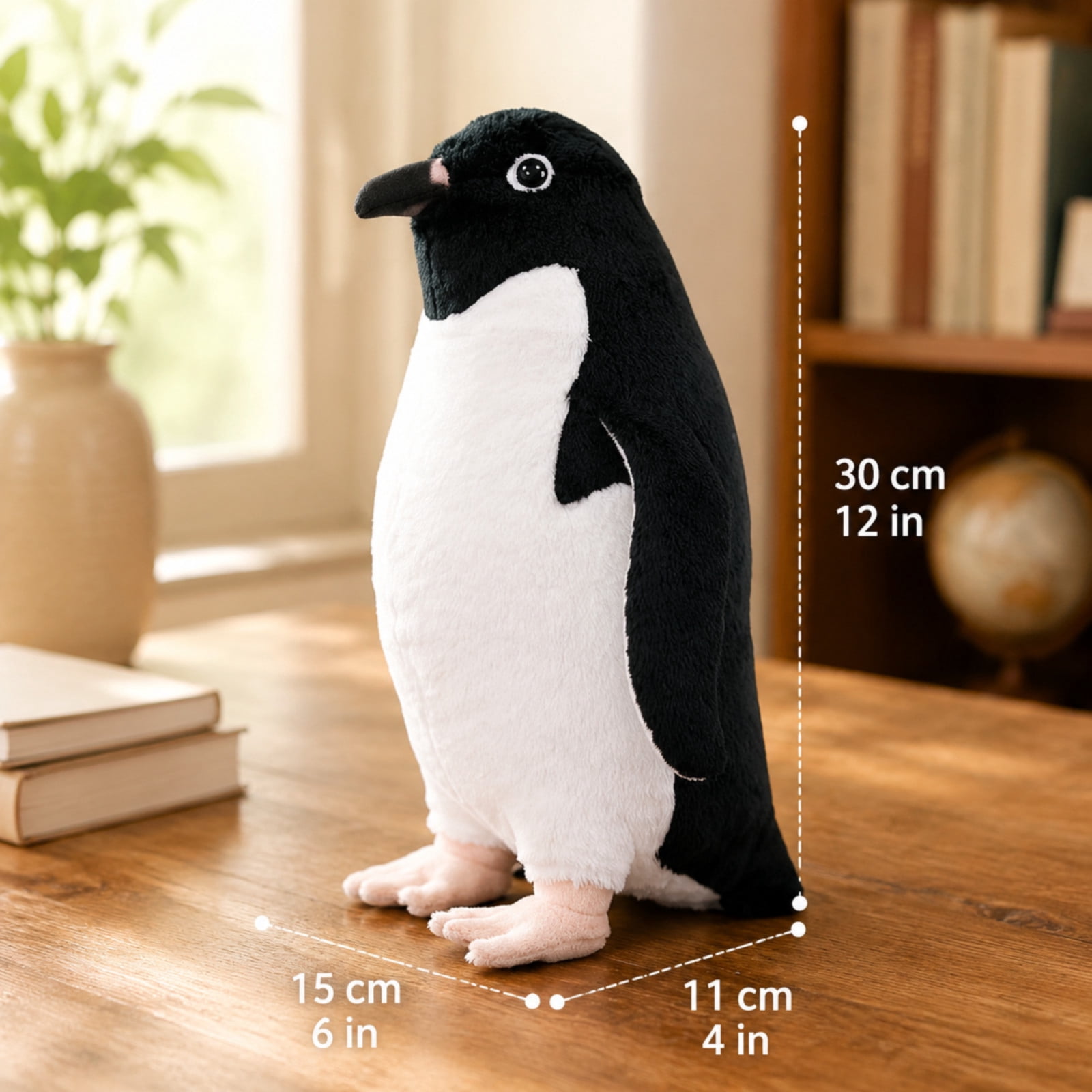 MAOWO Planet Realistic Adélie Penguin Plush Toy, Weighted Base Stuffed Marine Bird with Upright Standing Posture, 30 cm / 12 in