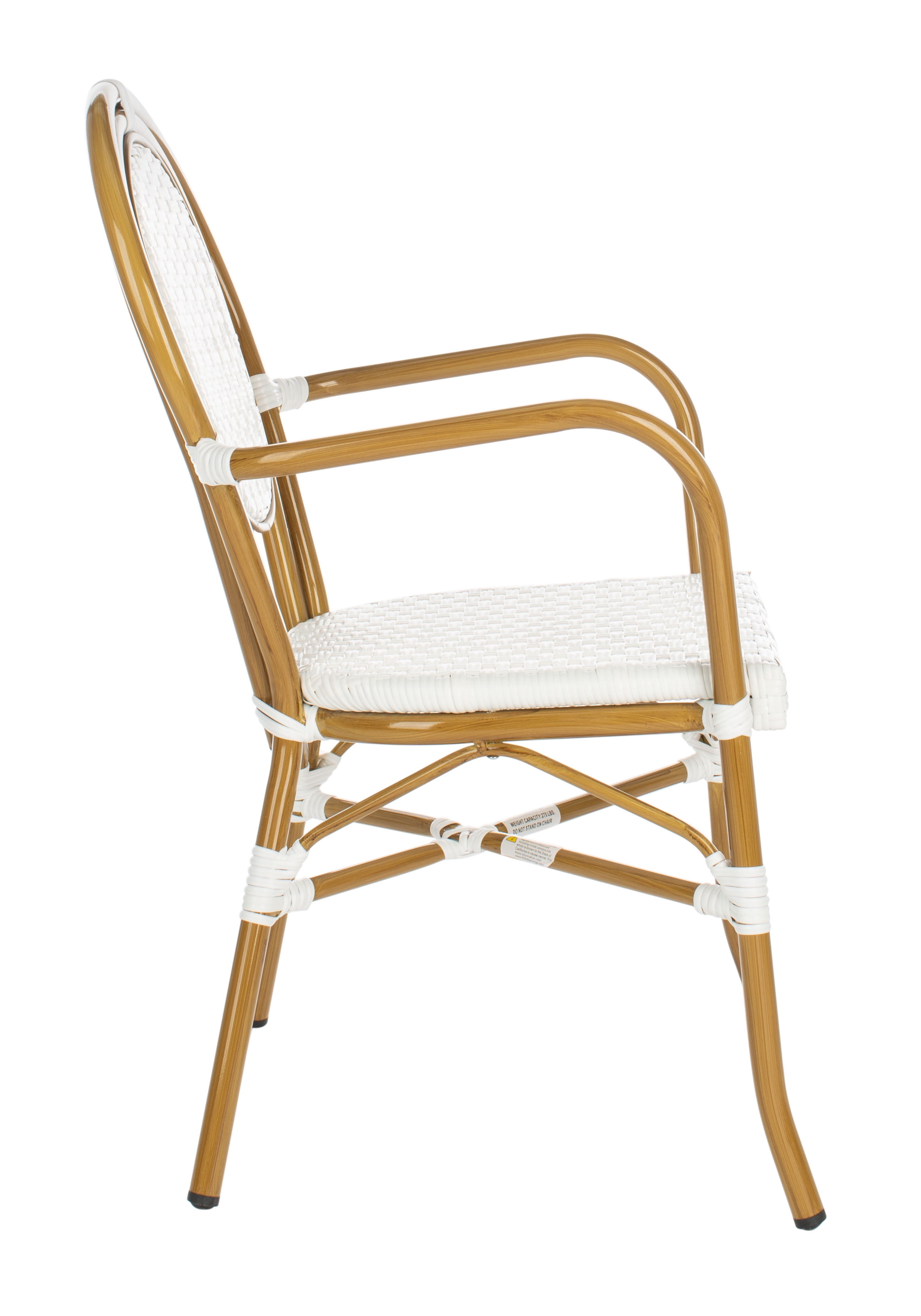 SAFAVIEH Rosen Outdoor Patio Stacking Arm Chair, White, Set of 2