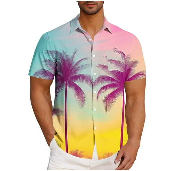 ZCFZJW Tropical Printed Summer T-Shirts for Men Big and Tall Regular Fit Casual Beach Hawaiian Tops with Pockets Trendy 2025 Outfit Clothes Multicolor#01 XXXL