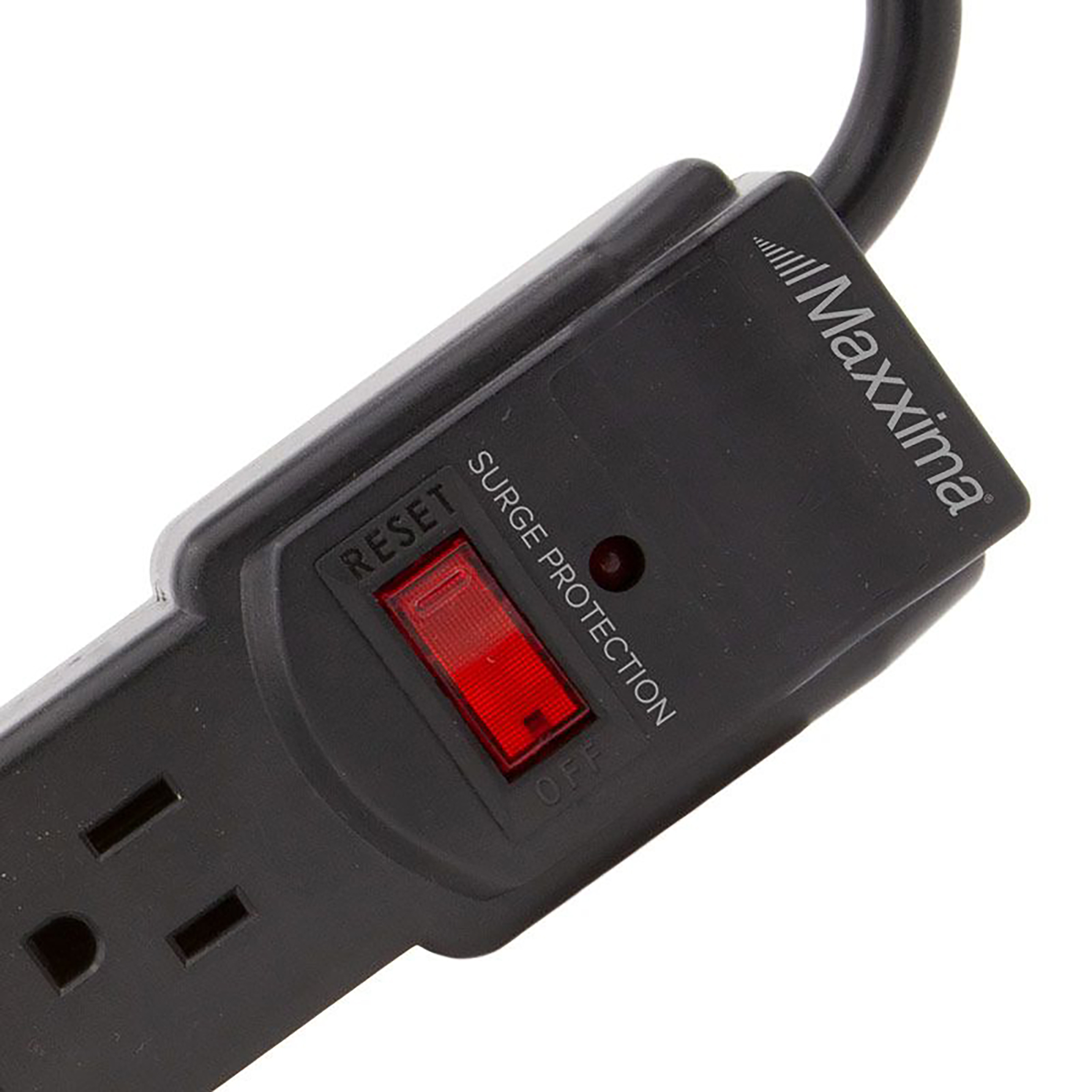 Maxxima 6 Outlet Power Strip - 300 Joules Surge Protection, Black (4 Pack)