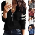 thumbnail image 3 of Women's Pullover Long Sleeve Blouse Zipper Sweatshirt Loose Fit Casual Pullover Tops, 3 of 3
