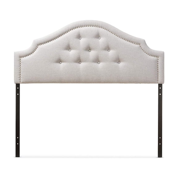 Bowery Hill Modern Fabric Upholstered Queen Headboard in Beige