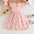 thumbnail image 4 of MEZZALL Dresses Girls Summer Casual Dress With Bow And Floral Sleeves Sheer Mesh Party Dress For Toddler Kids Lovely Child Crew Neck Solid Color Sundress, 4 of 7