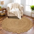 thumbnail image 2 of Alfombra redonda de yute natural tejida a mano de 122 cm Savi Home, 2 of 9