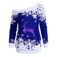 thumbnail image 3 of WEAIXIMIUNG Chandails en Molleton Courts pour Femmes Grande Taille Dames Père Noël Mode Décontractée Automne et Hiver Épaule Inclinée Tête de Cerf Brillante Thème Flocon de Neige Imprimé Moyen Long Sweat à Capuche, 3 of 3