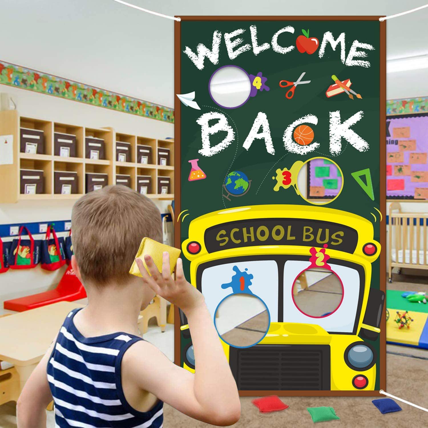 ToyHub Welcome Back Toss Game with 4 Bean Bags, First Day of School Party  Game for Kids Adults, Welcome Back Banner for Back to School Decoration 