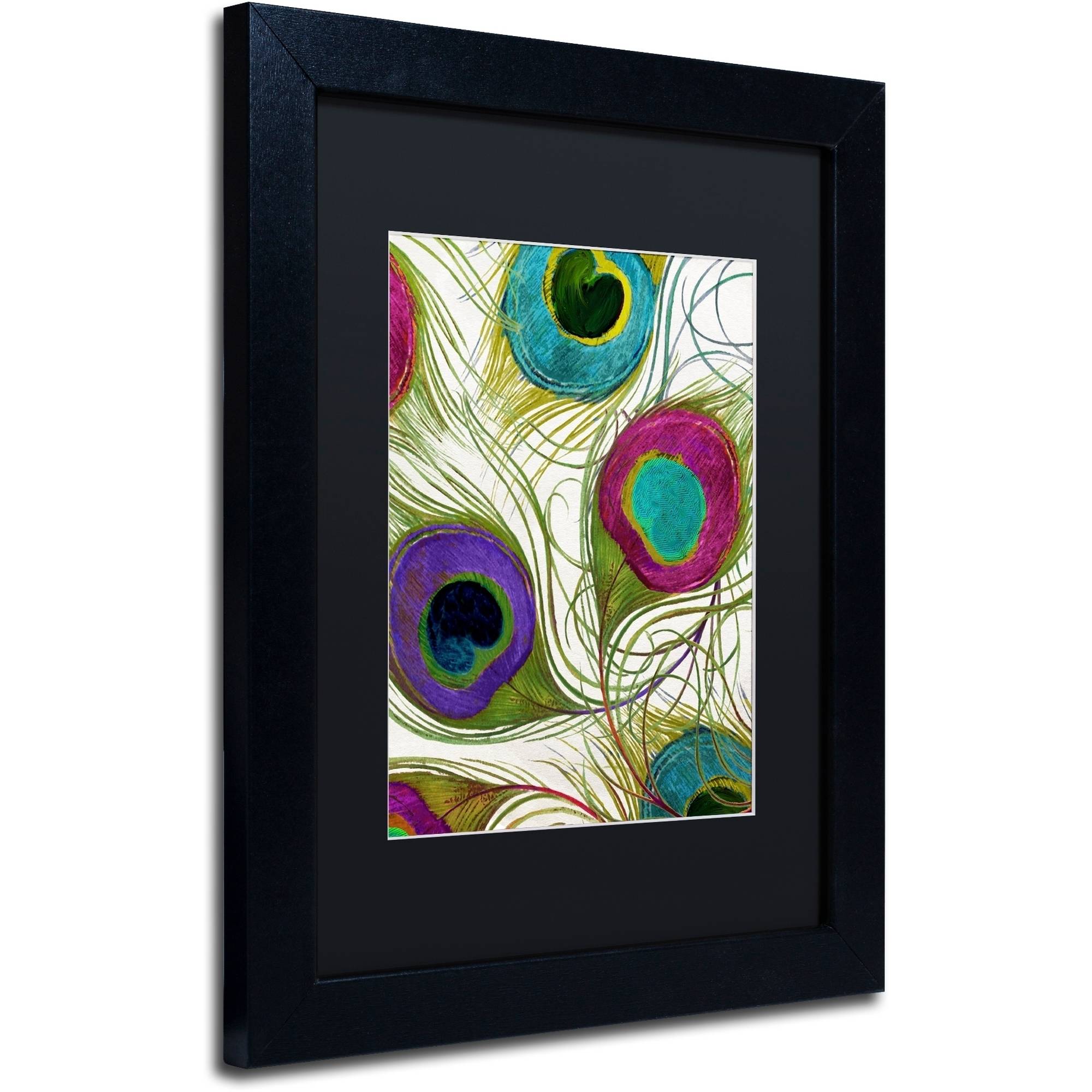 Trademark Fine Art "Peacock Feathers I" Canvas Art by Color Bakery Black Matte, Black Frame