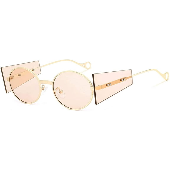FEISEDY Women Men Hipster Round Sunglasses Polygon Trapezoid Side Shields Delicate Metal Frame B2825