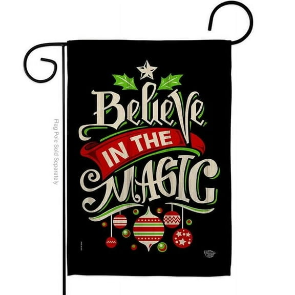 Ornament Collection  13 x 18.5 in. Believe the Magic Garden Flag with Winter Christmas Double-Sided Decorative Vertical Flags House Decoration Banner Yard Gift