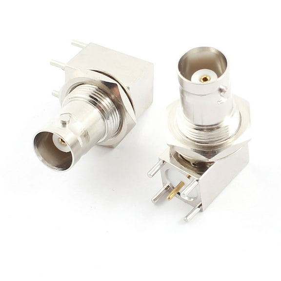 Unique Bargains 2Pcs Right Angle Female BNC Socket PCB Mount Jack Connector Converter