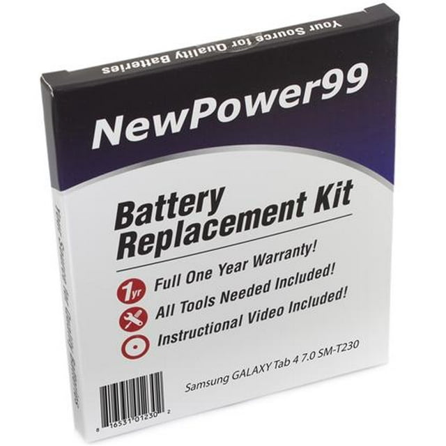 Samsung Galaxy Tab 4 7.0 SM-T230 Battery Replacement Kit with Tools, Video Instructions, Extended Life Battery and Full One Year Warranty