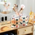 thumbnail image 3 of Yayeee 2 Pack Qtip Holder Bathroom Cotton Swab Canister with Lid Clear Dispenser Set, Orange Butterflies, 3 of 6