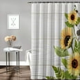 thumbnail image 4 of Shower Curtain Watercolor Sunflower Shower Curtains for Bathroom Decor Wood Grain Shower Curtain Sets with Hooks Waterproof Fabric Bath Curtain Small Stall 36" X 72", 4 of 6
