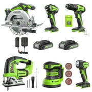 Greenworks New 24V Carpentry 6 Power Tool, Brushless Drill Driver Combo Kit with Two 2Ah Batteries & Charger