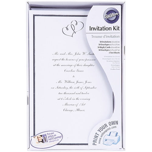 Wilton Print Your Own Invitations Kit Silver Sweethearts 50 Ct 1008 668 Walmart Com