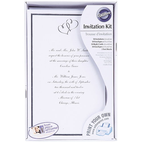 Wilton Print Your Own Invitations Kit Silver Sweethearts, 50 ct. 1008 668