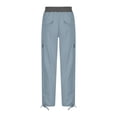 thumbnail image 5 of Full-Length High Waisted Cargo Pants for Women Blue Leisure Splicing Weekend Solid Color Tie Multi Pocket Trousers Outdoor Casual Sports Overalls Loose Sweat XL, 5 of 5