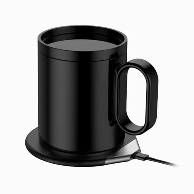 Luzkey Coffee Mug Warmer and Mug Set Ceramic Mug Portable 55 degreeC Constant Temperature Cup Warmer with Mug Set Beverage Warmer for Milk Black