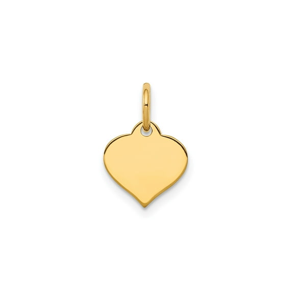 14k Yellow Gold Heart Pendant Charm for Women with Polished Finish, Smooth Surface for Engraving, Minimalist Romantic Jewelry for Necklace or Bracelet
