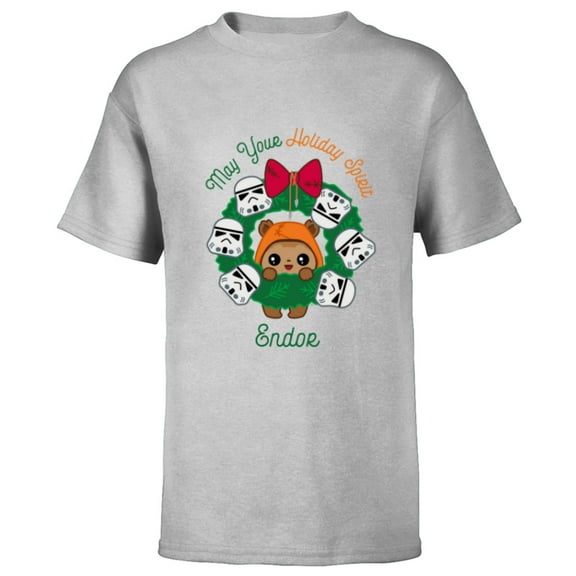 Star Wars Ewok Christmas May Your Holiday Spirit Endor Cute - Short Sleeve T-Shirt for Kids - Customized-Athletic Heather