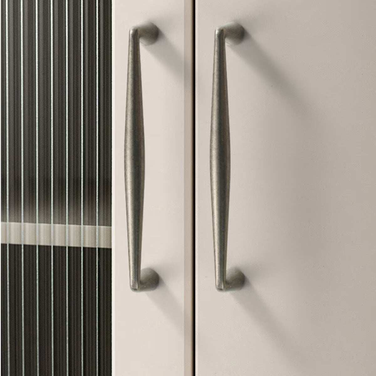HDJNal 6 Pack Antique Silver Kitchen Drawer Pulls Retro Cabinet Hardware - 7.56''(192mm) c-c Vintage Silver Dresser Handles for Bar Cupboard Closet Wardrobe