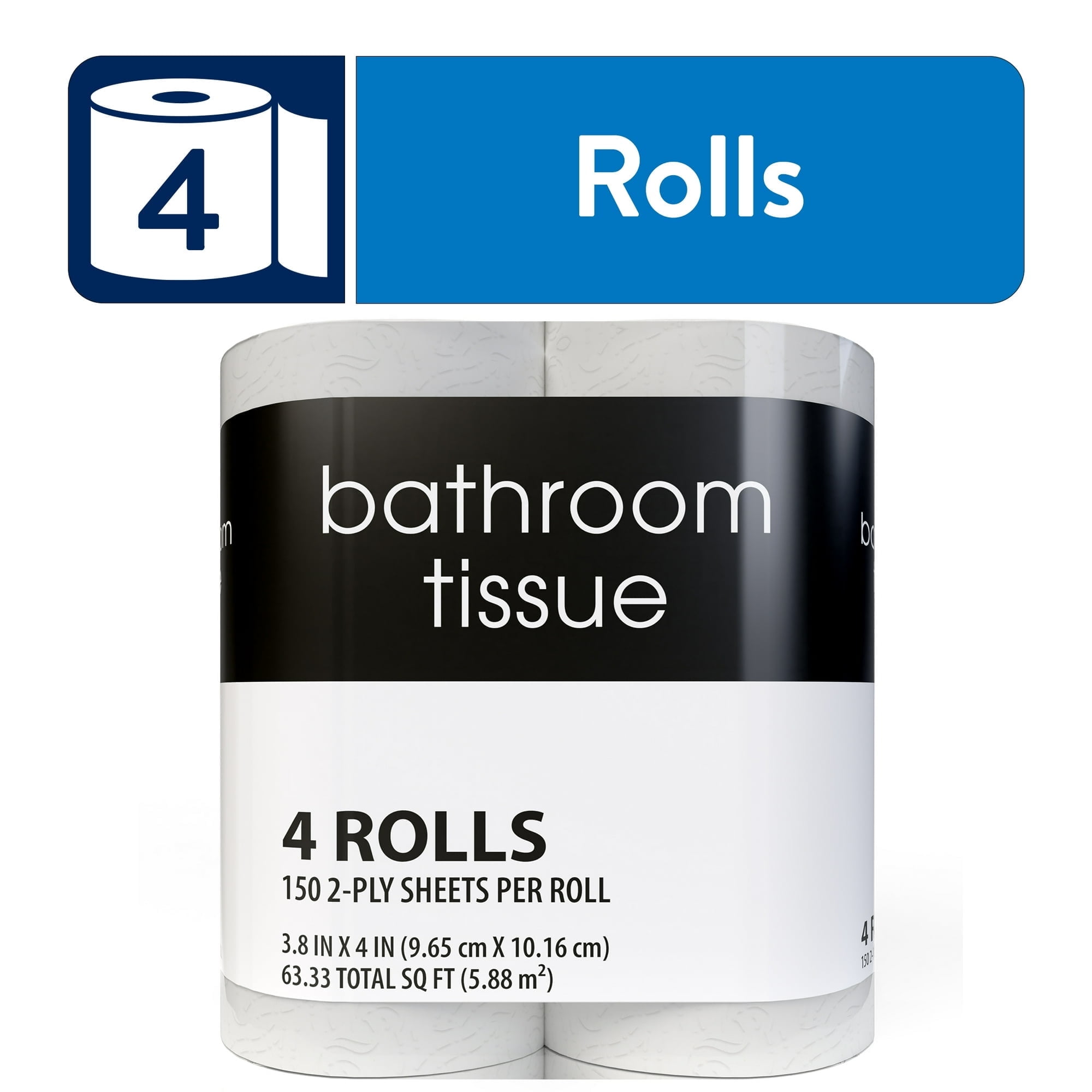 (2 pack) Toilet Paper, 4 Rolls, 150 2-Ply Sheets per Roll