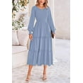 thumbnail image 4 of PRETTYGARDEN Women's Smocked Maxi Dress Spring Casual Long Sleeve Swiss Dot Ruffle Long Flowy Going Out Dresses with Pockets, 4 of 6
