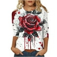 thumbnail image 1 of Pisexur Chandails en Molleton d'Halloween pour Femmes Manches 3/4 Col Rond Chandails en Molleton Graphiques Amusants Chandails à Capuchon Chandail Tops Tendance Automne Chandail Tops Blouses, 1 of 5