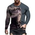 thumbnail image 7 of Tejiojio Spring Mens Essential Tops on Super Soft Cotton Performance Horse Retro 3D Printing Round Neck Long-sleeved Men's Spring And Autumn T-shirt, 7 of 7