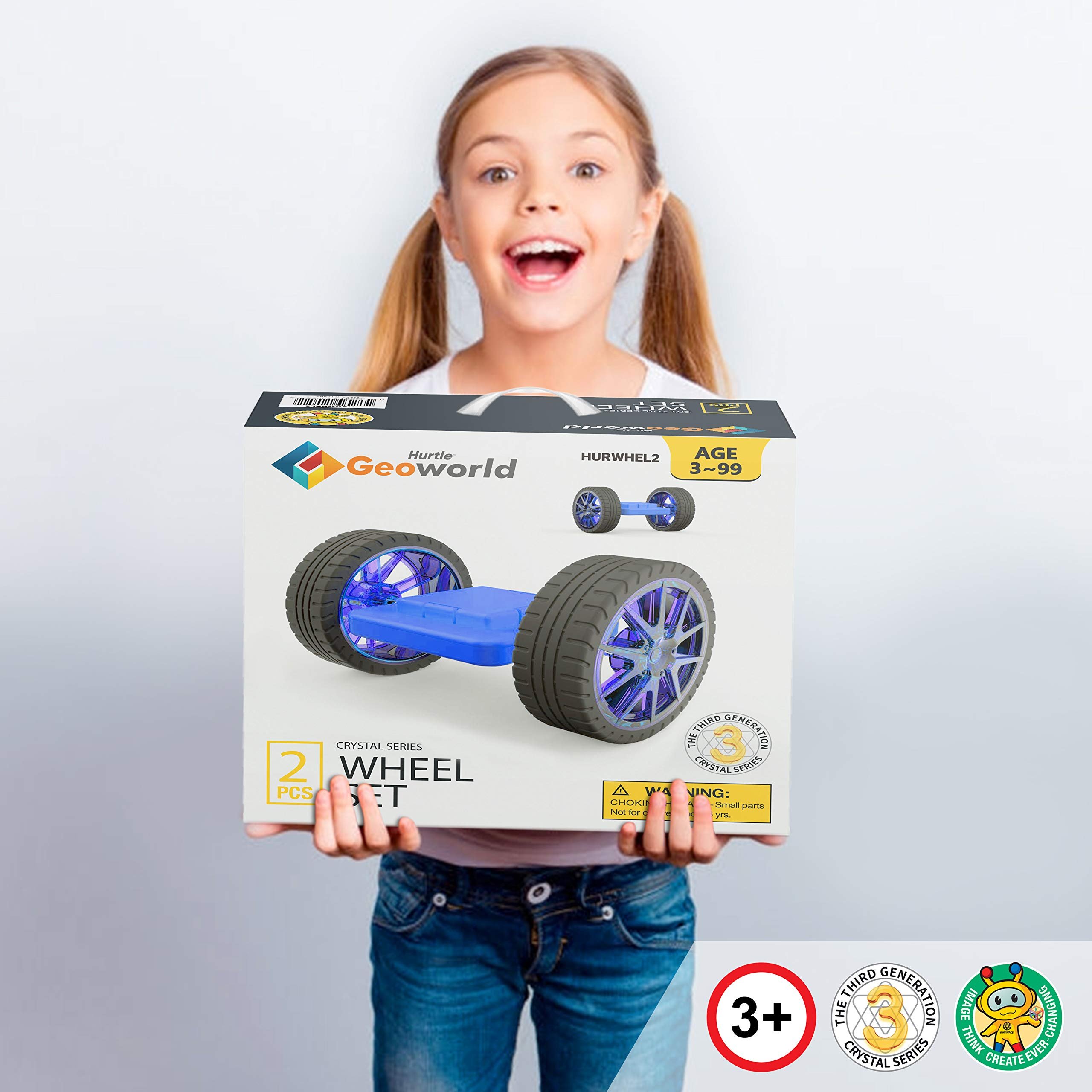 Hurtle HURWHEL2 - Magnetic Blocks Wheels Set - Compatible with Other Brands of Standard Size Magnetic Tiles, Magnetic Toys Wheels Bases for Kids/Toddlers (2 pcs.)