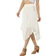 thumbnail image 4 of INSPIRE CHIC Women's Elastic Waist Chiffon Handkerchief Hem Flare Midi Skirt L White, 4 of 6