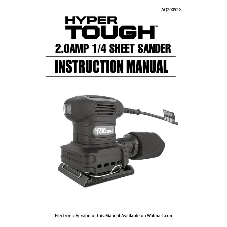 Hyper Tough 1.5 Amp Corded Detail Sander with Dust Bag, Vacuum Hose Adapter & 3 Sanding Sheets (60, 80 & 120 Grit)