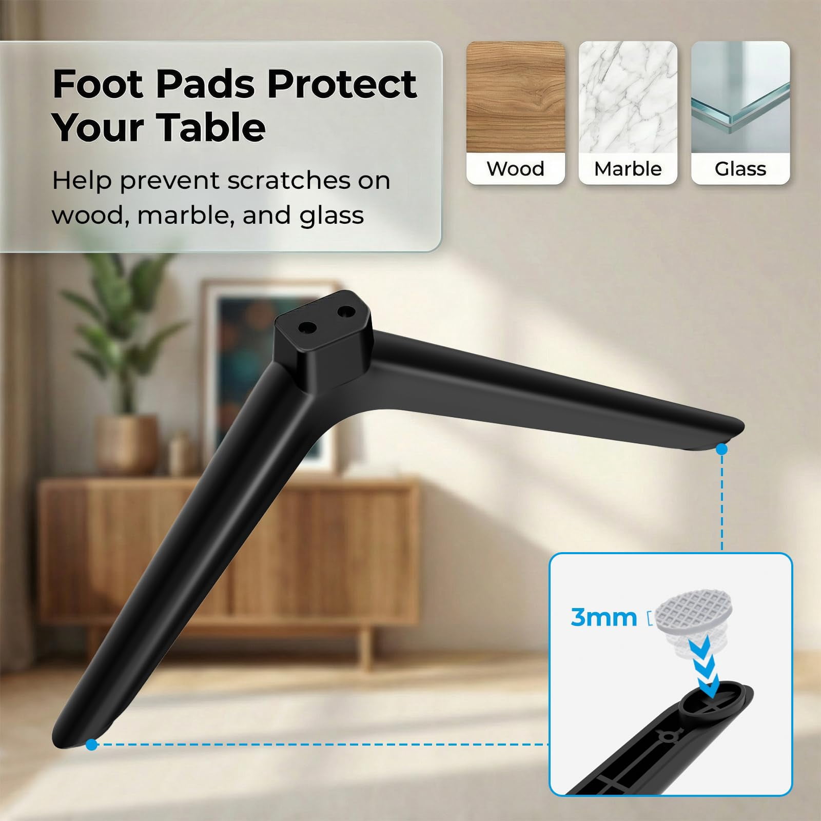 TV Legs Only for Onn 100012589 100012590 Roku TV Stand Legs, for Onn TV Legs Replacement with Screws, Anti Slip Pads and Instruction, Stable Design and Easy Installation