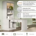 thumbnail image 5 of New 83.4"Tall Bookshelf with Writing Desk, Modern Bookcase with Study Desk, Workstation with Storage Shelf,Storage Bookcase with Open Shelves and LED Lighting for Living Room,Home Office,White, 5 of 8