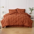 thumbnail image 5 of U by Bedsure Twin Size Comforter Sets - 5 Pieces Pintuck Bed Set Twin Size, Orange Twin Size Bed in a Bag with Comforter, Sheets, Pillowcase & Sham, Burnt Orange, 5 of 8