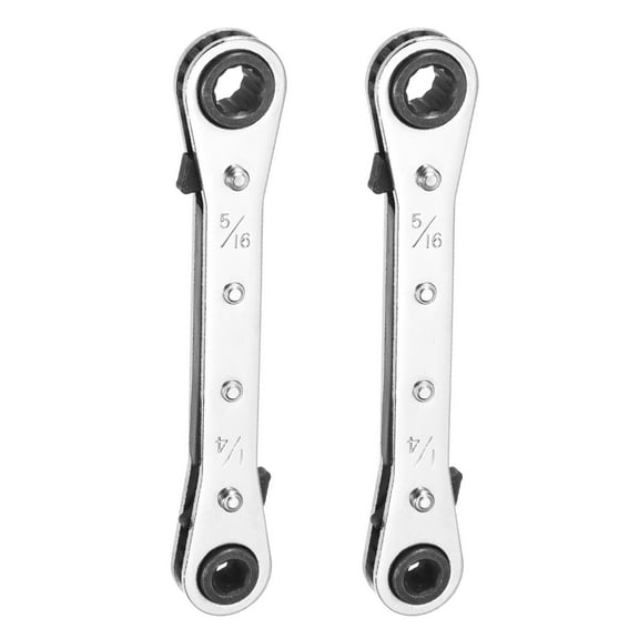 Uxcell  2pcs 1/4" x 5/16" SAE 180° Double Box End Reversible Ratcheting Wrench, Silver