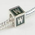 thumbnail image 2 of Black Enamel Letter "W" Bead Charm, 2 of 2