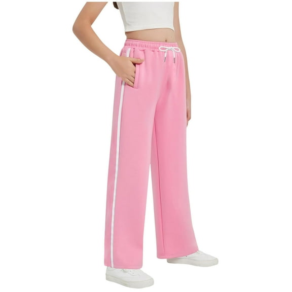 Sweatpants for Girls 14-16 Girls Black & Gray Plaid Wide Leg Pants with Bow Drawstring Elastic Waist Trousers Size 6-16Y